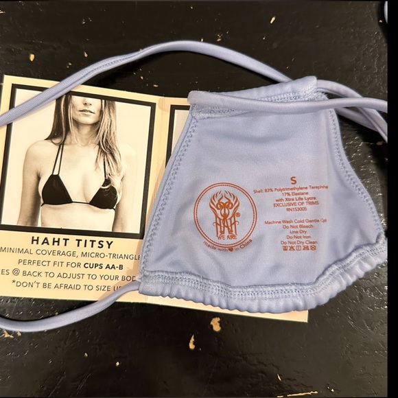 NWT We Are HAH “HAHt Titsy Top” bathing suit top size Small in Periwinkle Blue - Picture 3 of 4